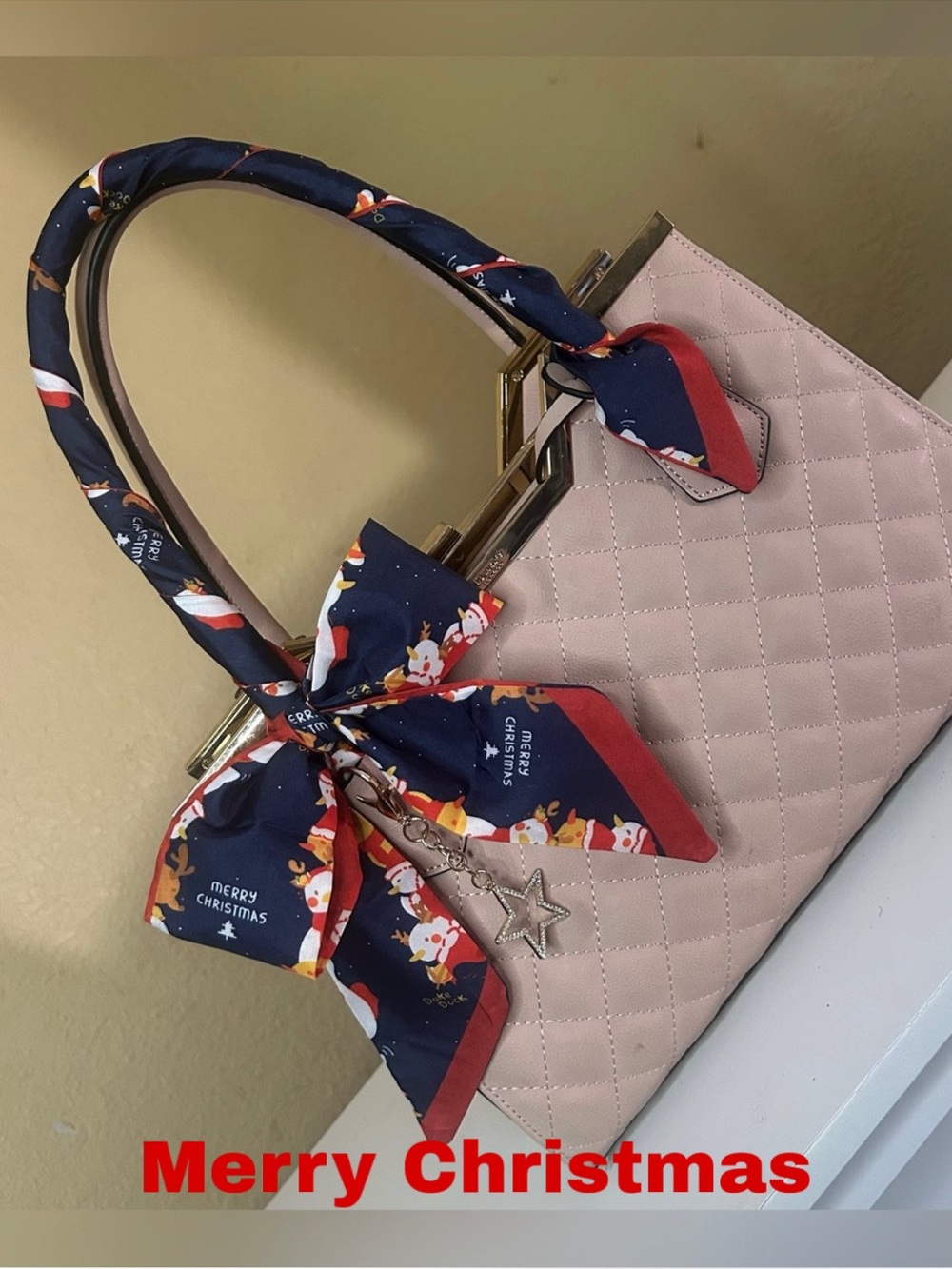 Christmas In July. 2 in 1 Twilly Women Purse Snowmen Scarf Navy Blue Red White